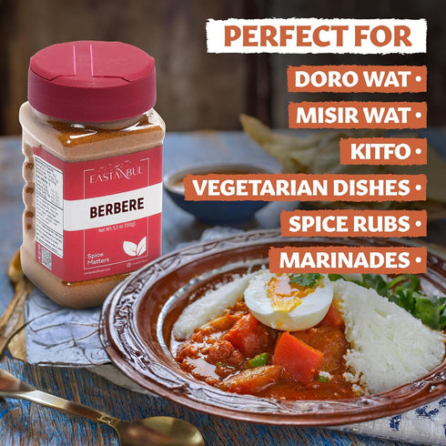 Eastanbul Berbere Spice Blend, 5.3oz Berbere Spice Ethiopian Authentic Mix, Berbere Seasoning Medley, AKA Berberre Spice, Barbere, For Exotic Ethi...